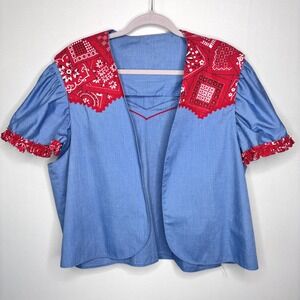 Bandana‎ Western Blouse and Vest Size M Handsewn Western Square Dance Cowgirl